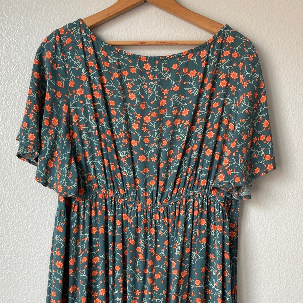 Rusttydustty Ditzy Floral cottagecore flutter Sleeve tiered Maxi Dress Boho 2XL - Picture 6 of 11